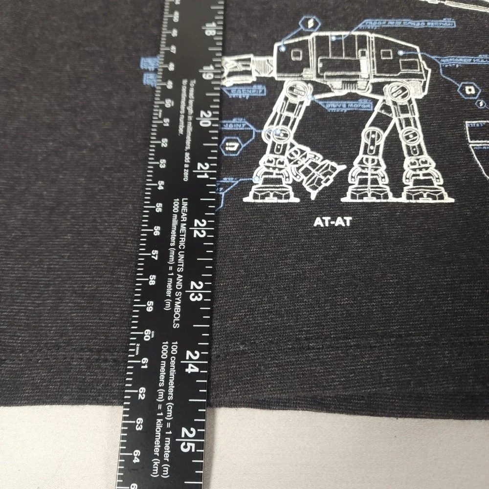 Disney Parks Star Wars Blueprint Ringer T-Shirt Kids XL Charcoal Gray Heather